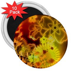 Glowing Colorful Flowers 3  Magnets (10 Pack)  by FantasyWorld7