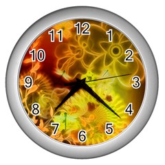 Glowing Colorful Flowers Wall Clocks (silver) 