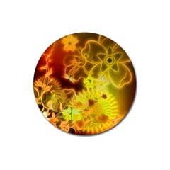 Glowing Colorful Flowers Magnet 3  (round) by FantasyWorld7