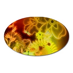 Glowing Colorful Flowers Oval Magnet by FantasyWorld7