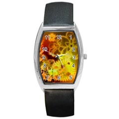 Glowing Colorful Flowers Barrel Metal Watches