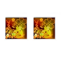 Glowing Colorful Flowers Cufflinks (square)