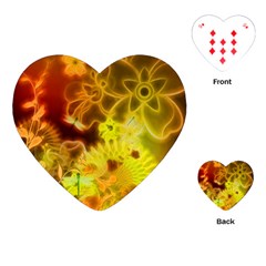 Glowing Colorful Flowers Playing Cards (heart) 