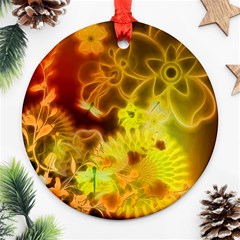 Glowing Colorful Flowers Round Ornament (two Sides) 