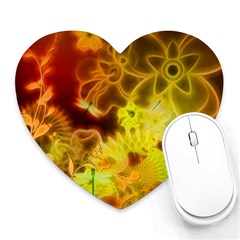 Glowing Colorful Flowers Heart Mousepads by FantasyWorld7