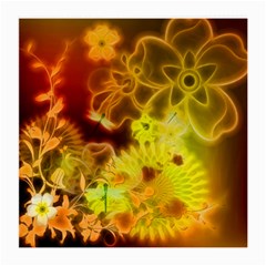 Glowing Colorful Flowers Medium Glasses Cloth