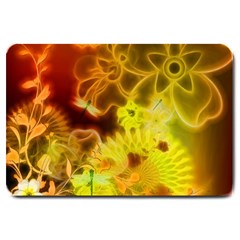 Glowing Colorful Flowers Large Doormat 