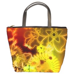 Glowing Colorful Flowers Bucket Bags