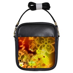 Glowing Colorful Flowers Girls Sling Bags