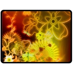 Glowing Colorful Flowers Fleece Blanket (large) 