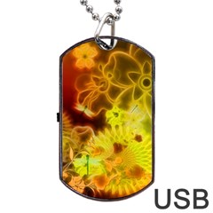 Glowing Colorful Flowers Dog Tag Usb Flash (two Sides) 