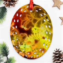 Glowing Colorful Flowers Ornament (oval Filigree) 