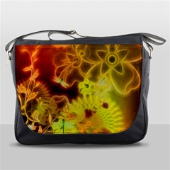 Glowing Colorful Flowers Messenger Bags