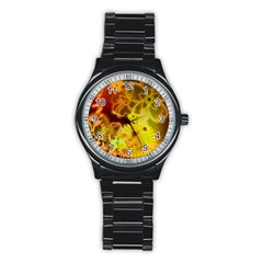 Glowing Colorful Flowers Stainless Steel Round Watches