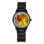 Glowing Colorful Flowers Stainless Steel Round Watches Front