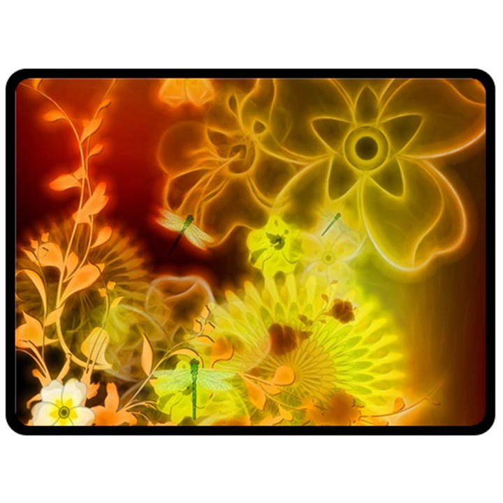 Glowing Colorful Flowers Double Sided Fleece Blanket (Large) 