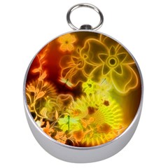 Glowing Colorful Flowers Silver Compasses