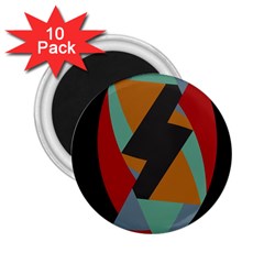 Fractal Design In Red, Soft-turquoise, Camel On Black 2 25  Magnets (10 Pack) 