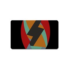 Fractal Design In Red, Soft-turquoise, Camel On Black Magnet (name Card)