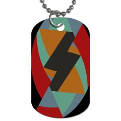 Fractal Design In Red, Soft-turquoise, Camel On Black Dog Tag (one Side) by digitaldivadesigns