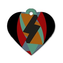 Fractal Design In Red, Soft-turquoise, Camel On Black Dog Tag Heart (one Side) by digitaldivadesigns