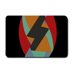 Fractal Design In Red, Soft-turquoise, Camel On Black Small Doormat 