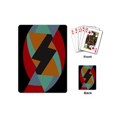 Fractal Design In Red, Soft-turquoise, Camel On Black Playing Cards (mini)  by digitaldivadesigns