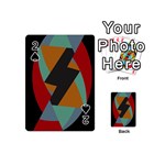 Fractal Design in Red, Soft-Turquoise, Camel on Black Playing Cards 54 (Mini)  Front - Spade2