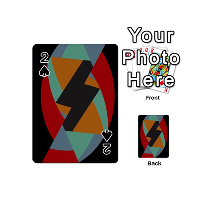 Fractal Design in Red, Soft-Turquoise, Camel on Black Playing Cards 54 (Mini) 