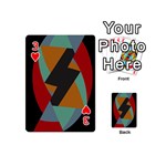 Fractal Design in Red, Soft-Turquoise, Camel on Black Playing Cards 54 (Mini)  Front - Heart3