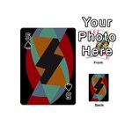 Fractal Design in Red, Soft-Turquoise, Camel on Black Playing Cards 54 (Mini)  Front - Spade5