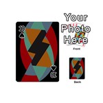 Fractal Design in Red, Soft-Turquoise, Camel on Black Playing Cards 54 (Mini)  Front - Spade10