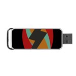 Fractal Design in Red, Soft-Turquoise, Camel on Black Portable USB Flash (Two Sides) Front