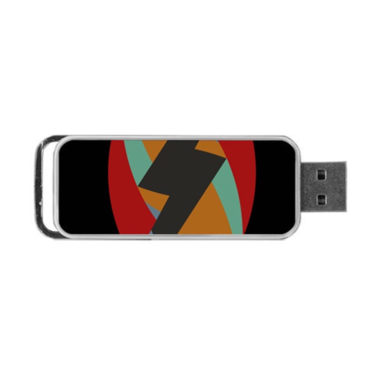 Fractal Design in Red, Soft-Turquoise, Camel on Black Portable USB Flash (Two Sides)