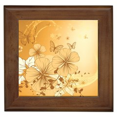 Wonderful Flowers With Butterflies Framed Tiles