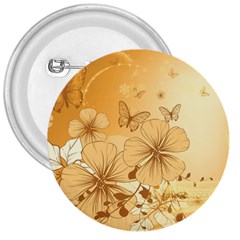 Wonderful Flowers With Butterflies 3  Buttons