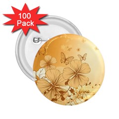 Wonderful Flowers With Butterflies 2 25  Buttons (100 Pack) 