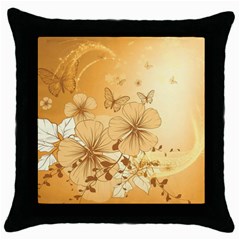 Wonderful Flowers With Butterflies Throw Pillow Cases (black)