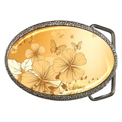 Wonderful Flowers With Butterflies Belt Buckles