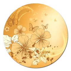 Wonderful Flowers With Butterflies Magnet 5  (round) by FantasyWorld7