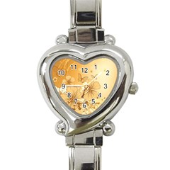 Wonderful Flowers With Butterflies Heart Italian Charm Watch