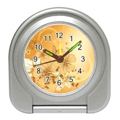 Wonderful Flowers With Butterflies Travel Alarm Clocks