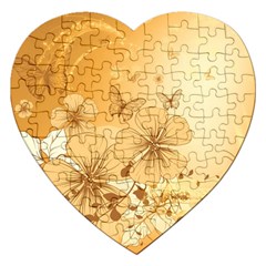 Wonderful Flowers With Butterflies Jigsaw Puzzle (heart)