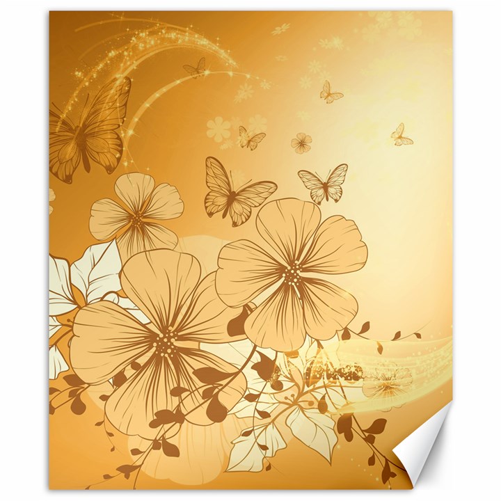 Wonderful Flowers With Butterflies Canvas 8  x 10 