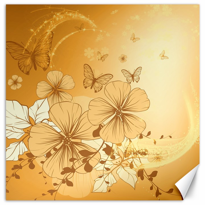 Wonderful Flowers With Butterflies Canvas 20  x 20  