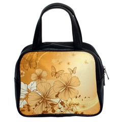 Wonderful Flowers With Butterflies Classic Handbags (2 Sides)