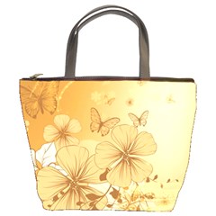 Wonderful Flowers With Butterflies Bucket Bags