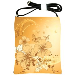 Wonderful Flowers With Butterflies Shoulder Sling Bags