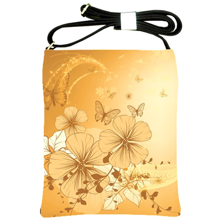 Wonderful Flowers With Butterflies Shoulder Sling Bags