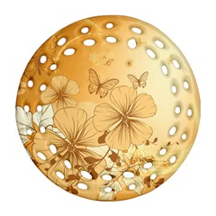 Wonderful Flowers With Butterflies Ornament (round Filigree) 